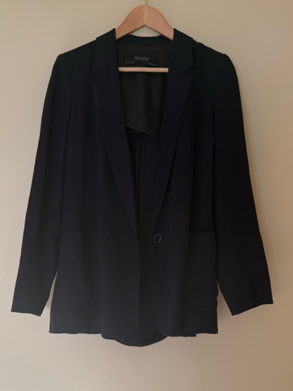 Zara Oversized Relaxed One Button Navy Blazer - Picture 3 of 5